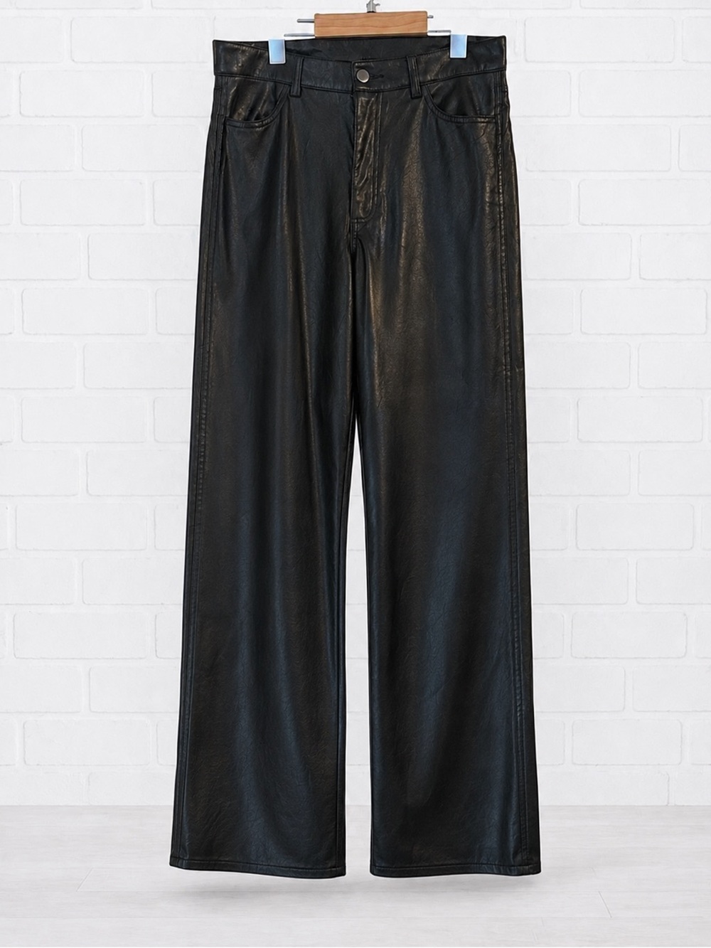 Garage NWT Black Faux Leather Wide Leg Pants Size M